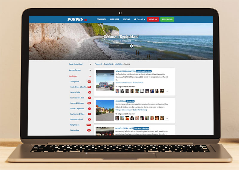 Laptop mit Sexkino Übersicht bei poppen.de